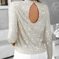 Mock Neck Allover Sequin Top