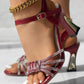 Rhinestone Decor Ankle Strap Chunky Heeled Sandals