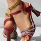 Rhinestone Decor Ankle Strap Chunky Heeled Sandals