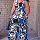 Plus Size Baroque Scarf Print Wide Leg Jumpsuit
