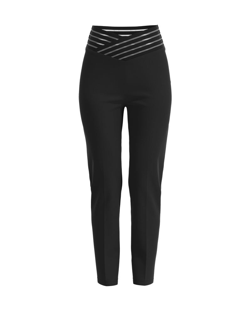 Overlap Waist Hollow Out Work Pants