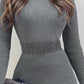 Turtleneck Rhinestone Decor Knit Sweater