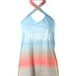 Beach Landscape Print Cross Halter Tank Top