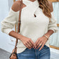 Cold Shoulder Crisscross Lantern Sleeve Knit Sweater