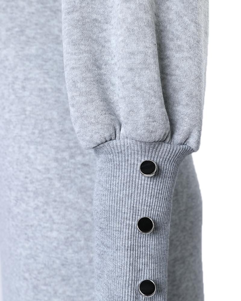 Lantern Sleeve V Neck Casual Dress