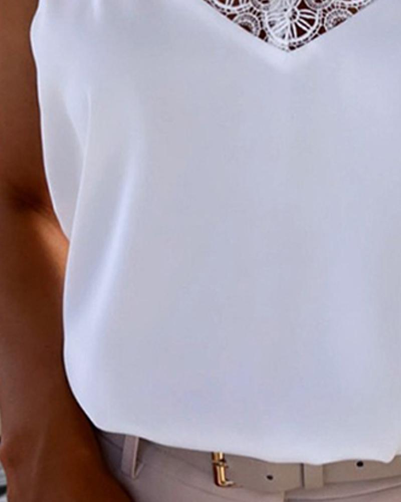 Contrast Lace V Neck Cami Top