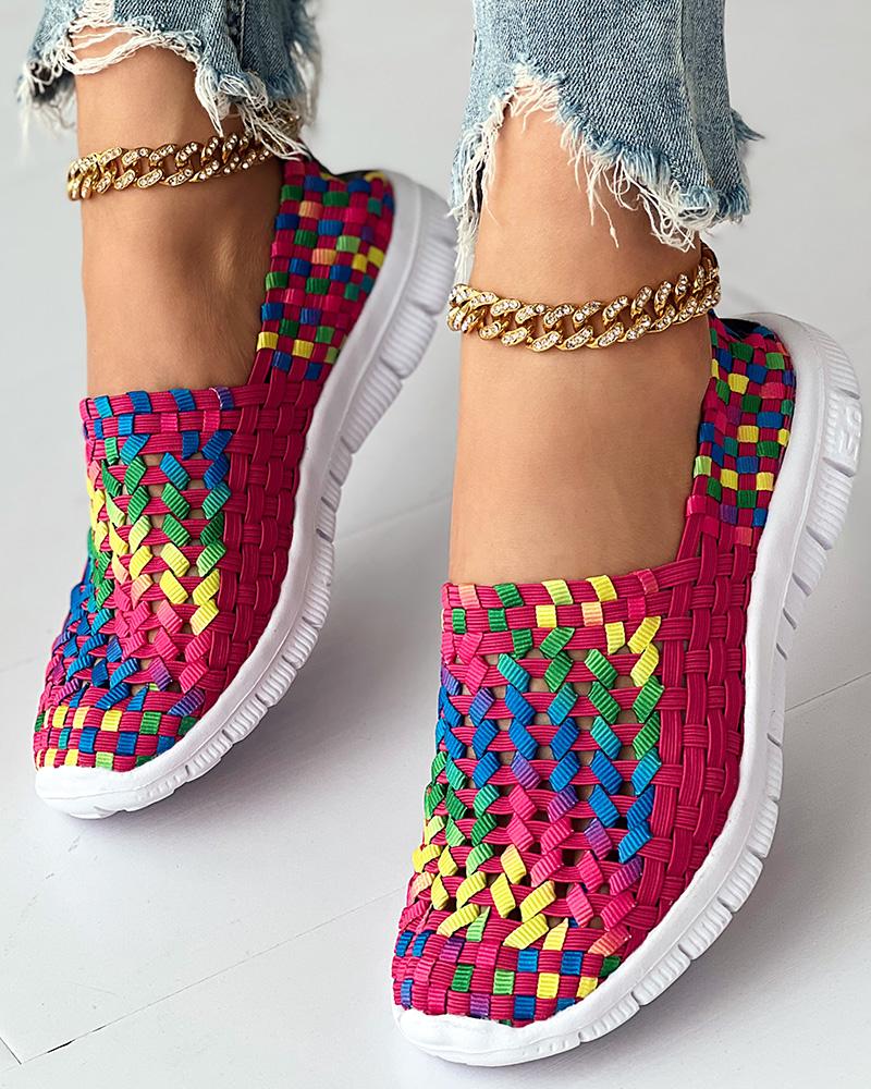 Colorblock Braided Slip on Sneakers