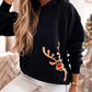 RECYCLED Christmas Moose Print Hooded Sweatshirt