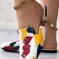 Ink Splash Print Ripped Slippers Square Toe Mules