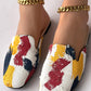 Ink Splash Print Ripped Slippers Square Toe Mules