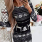 Christmas Mixed Print Long Sleeve Bodycon Dress