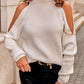 Chain Decor Cold Shoulder Chunky Knit Sweater