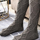1Pair Braided Bowknot Decor Skinny Long Socks