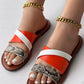 Snakeskin Colorblock Slippers Cross Strap Sandals