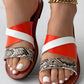 Snakeskin Colorblock Slippers Cross Strap Sandals