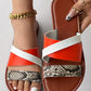 Snakeskin Colorblock Slippers Cross Strap Sandals