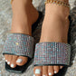 Rhinestone Wide Strap Beach Slippers