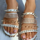 Rhinestone Rivet Design Multi Strap Slippers