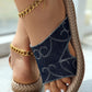 Hollow Out Denim Beach Slippers