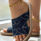 Hollow Out Denim Beach Slippers