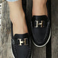 Buckled Round Toe Slip On Muffin Loafers
