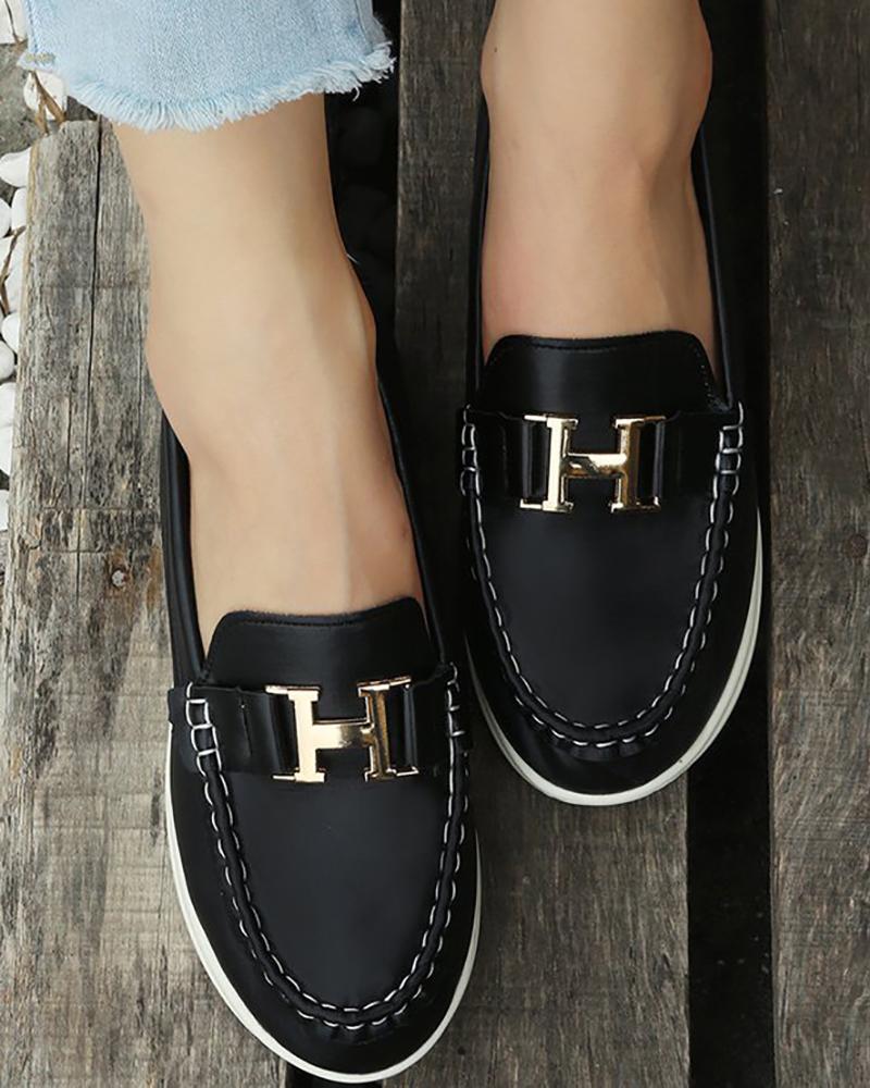 Buckled Round Toe Slip On Muffin Loafers