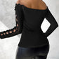 Off Shoulder Hollow Out Lace Top