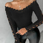 Off Shoulder Hollow Out Lace Top