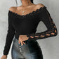 Off Shoulder Hollow Out Lace Top