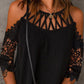 Contrast Lace Hollow Out Cold Shoulder Top