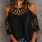 Contrast Lace Hollow Out Cold Shoulder Top