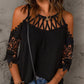 Contrast Lace Hollow Out Cold Shoulder Top