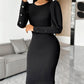 Solid Puff Sleeve Backless Slit Dress