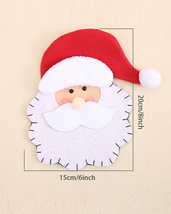 1pc Christmas Santa Claus Silverware Holder Tableware Cutlery Fork Spoon Knives Storage Bag Dinner Table Decorations Party Supplies