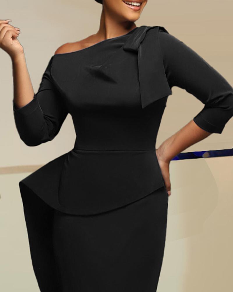 Patchwork Bowknot Decor Work Dress