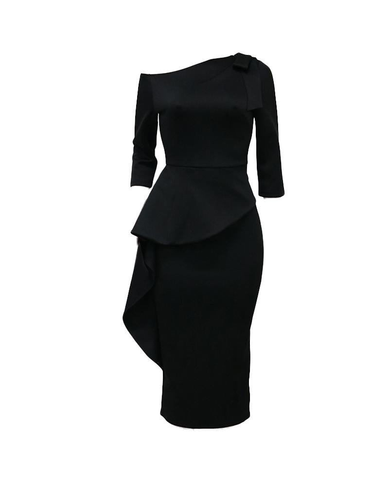 Patchwork Bowknot Decor Work Dress