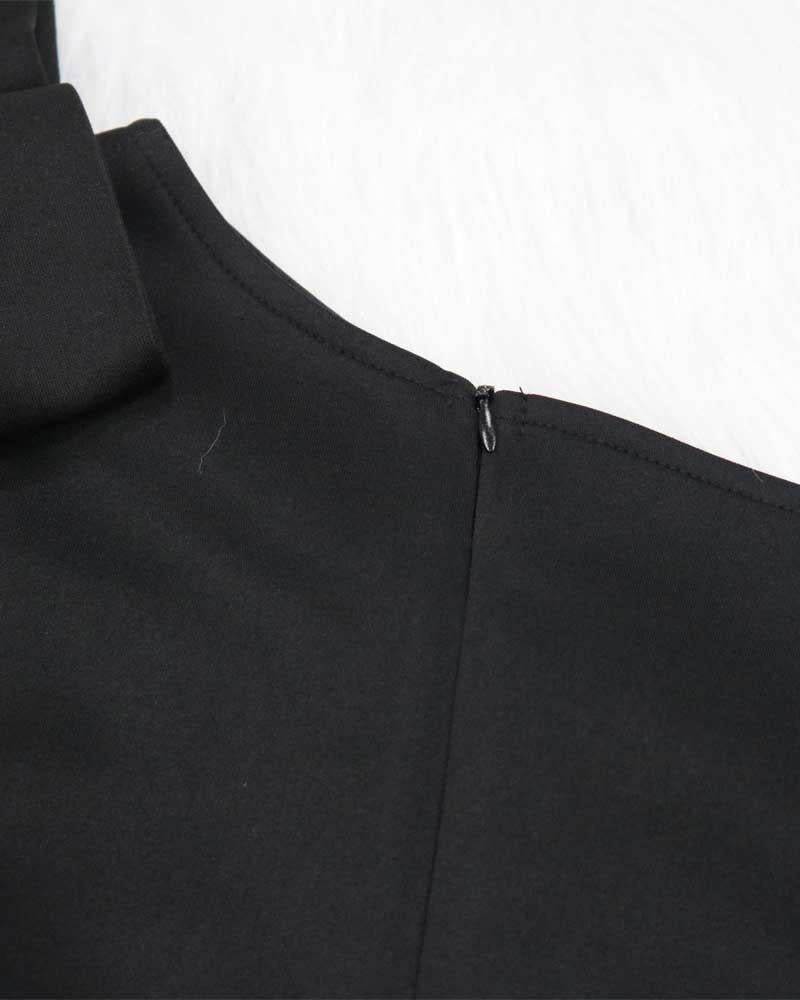 Patchwork Bowknot Decor Work Dress