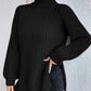 High Neck Long Sleeve Slit Sweater