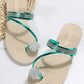 Rhinestone Floral Pattern Toe Ring Beach Flip Flops