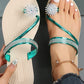 Rhinestone Floral Pattern Toe Ring Beach Flip Flops
