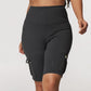 Ruched Quick Dry Pocket Design Sports Yoga Shorts