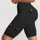 Ruched Quick Dry Pocket Design Sports Yoga Shorts