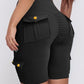 Ruched Quick Dry Pocket Design Sports Yoga Shorts