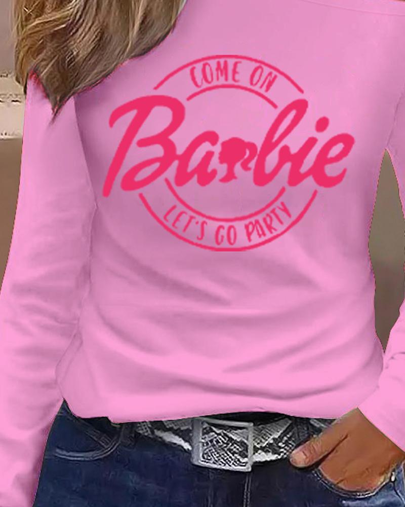 Come On Barbie Let's Go Party Print Chain Decor Top