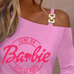 Come On Barbie Let's Go Party Print Chain Decor Top