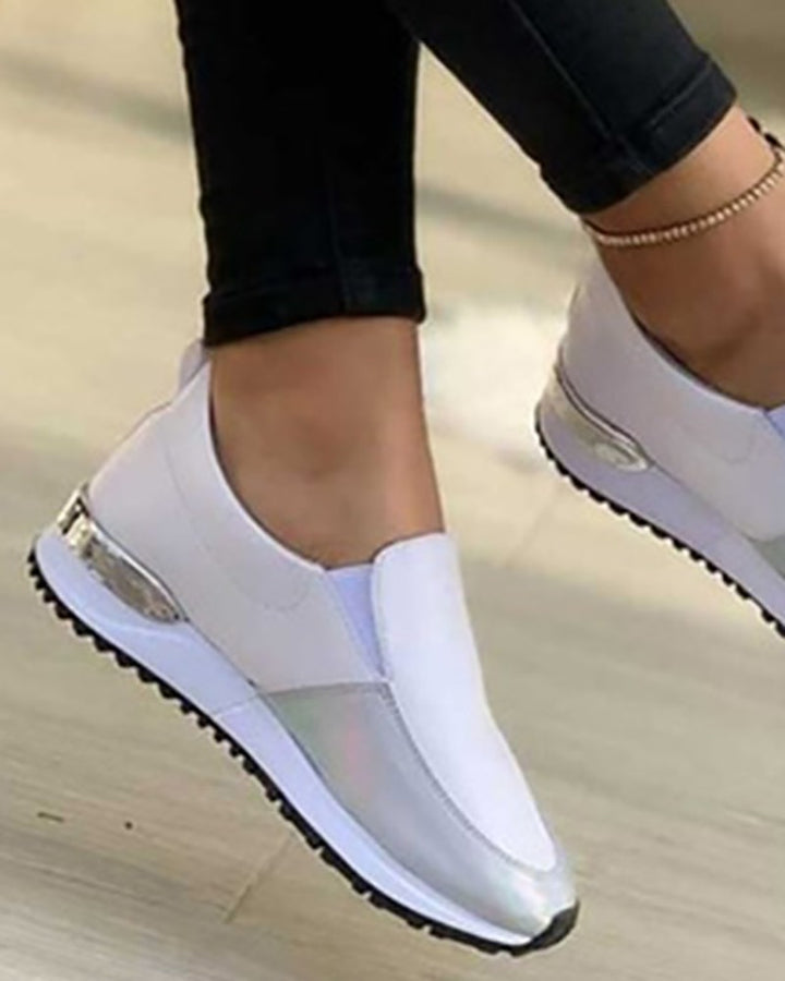 Contrast Paneled Casual Slip On Sneakers