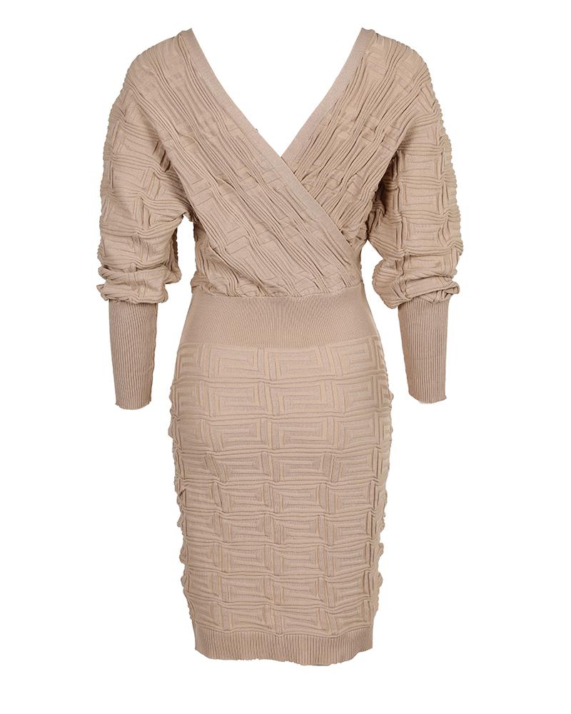 Button Front Geo Textured Work Dress