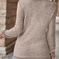 Zipper Design Long Sleeve Ribbed Top