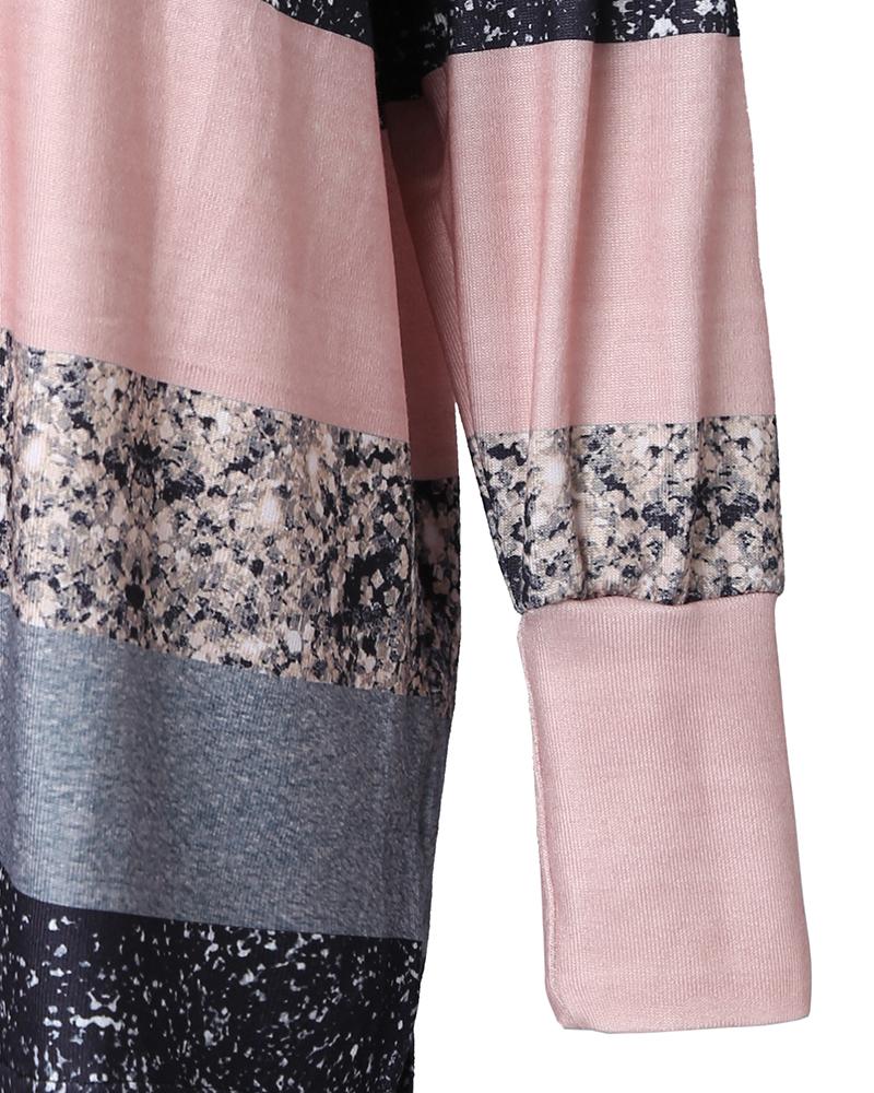 Colorblock Striped Print Long Sleeve Casual Top