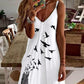 Feather Bird Print Spaghetti Strap Maxi Dress